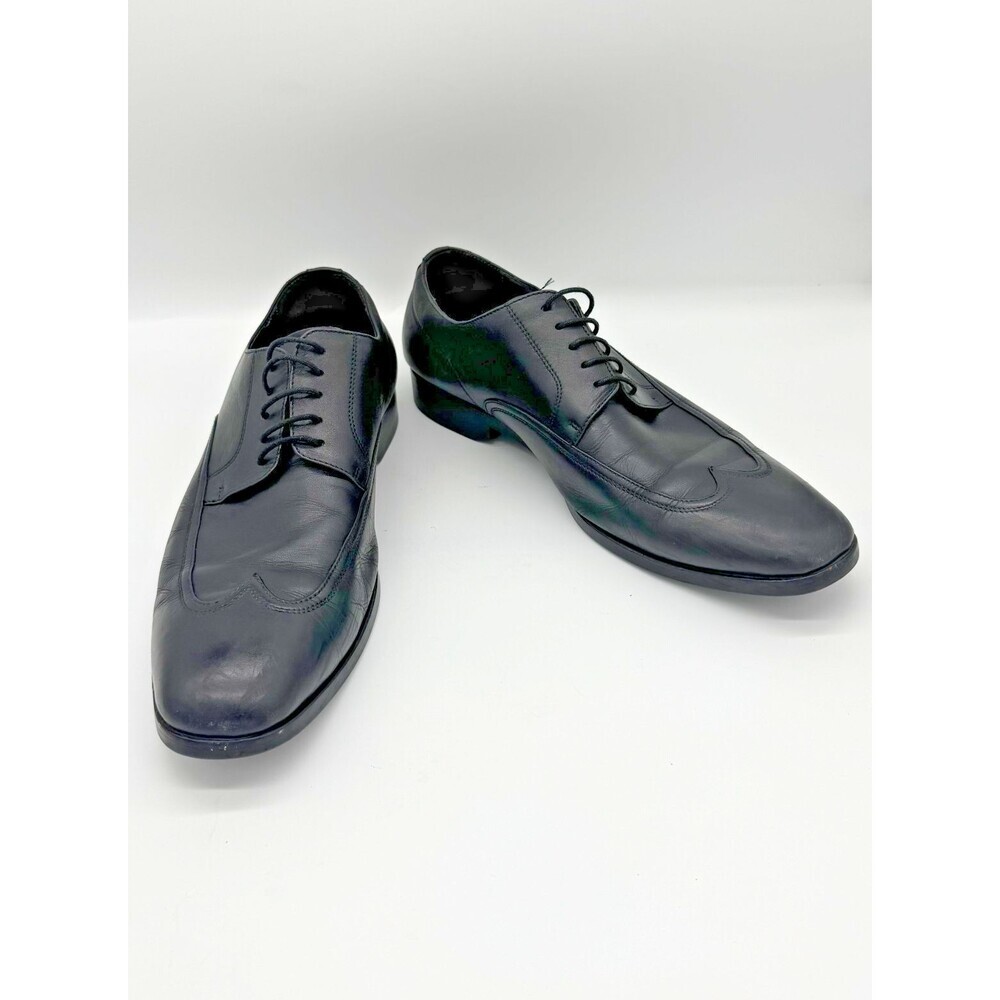 Hugo Boss Wingtip Derby Shoes Mens 10 Black Leather Dress Shoe EUC